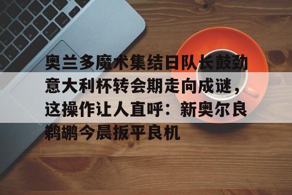金年会中国官网-奥兰多魔术集结日队长鼓劲意大利杯转会期走向成谜，这操作让人直呼：新奥尔良鹈鹕今晨扳平良机的简单介绍